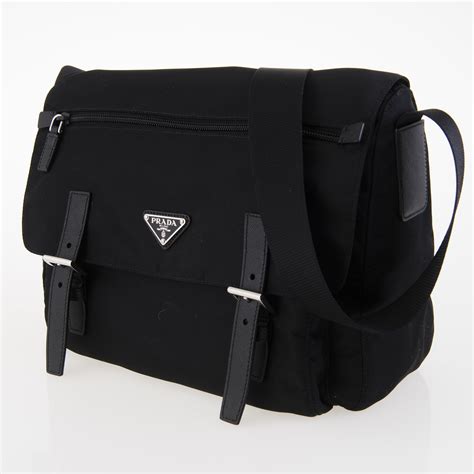 prada messenger bag black|Prada nylon Messenger bag vintage.